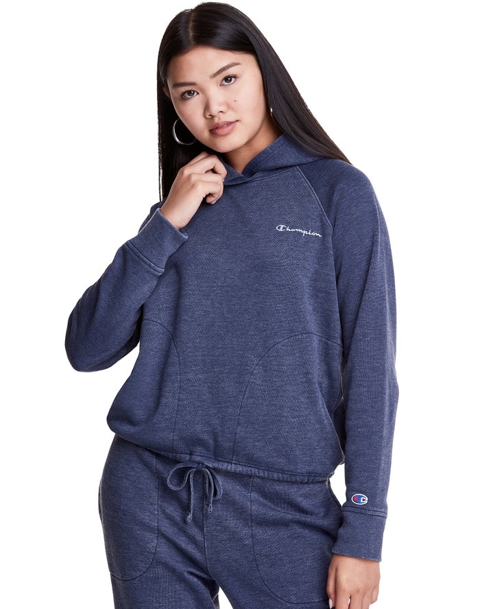 Champion Lounge Cinch Bottom Kadın Kapşonlu Sweatshirt Lacivert ( LDQTZS039 )